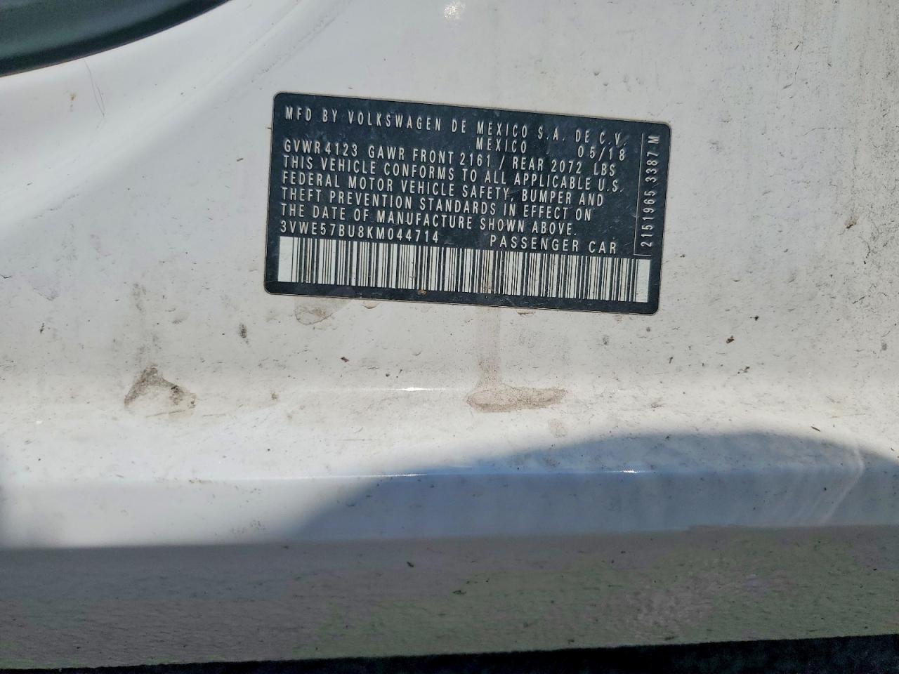 3VWE57BU8KM044714 · 2019 VOLKSWAGEN JETTA · 12/12