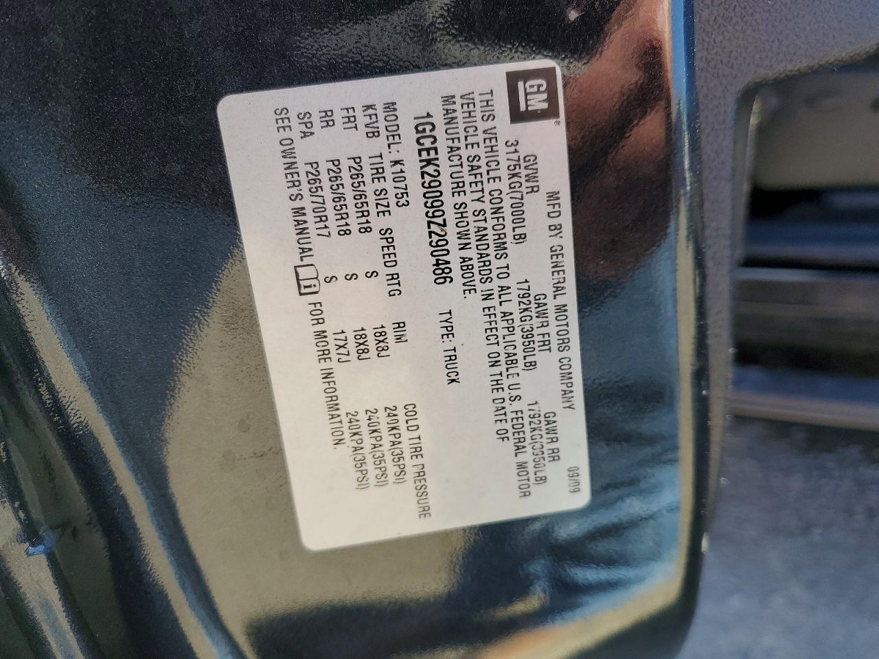 1GCEK29099Z290486 · 2009 CHEVROLET SILVERADO · 12/12