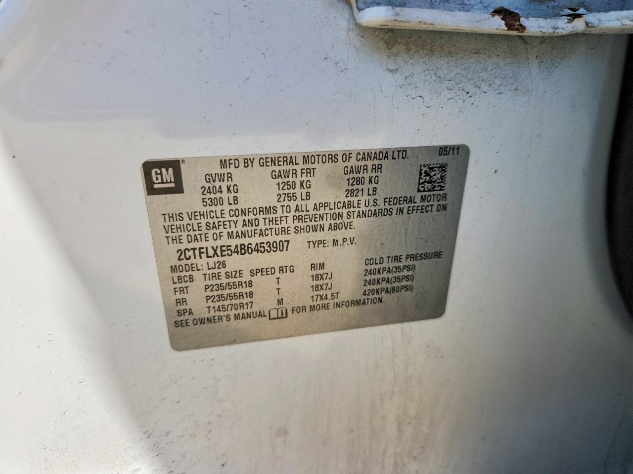 2CTFLXE54B6453907 · 2011 GMC TERRAIN · 12/12