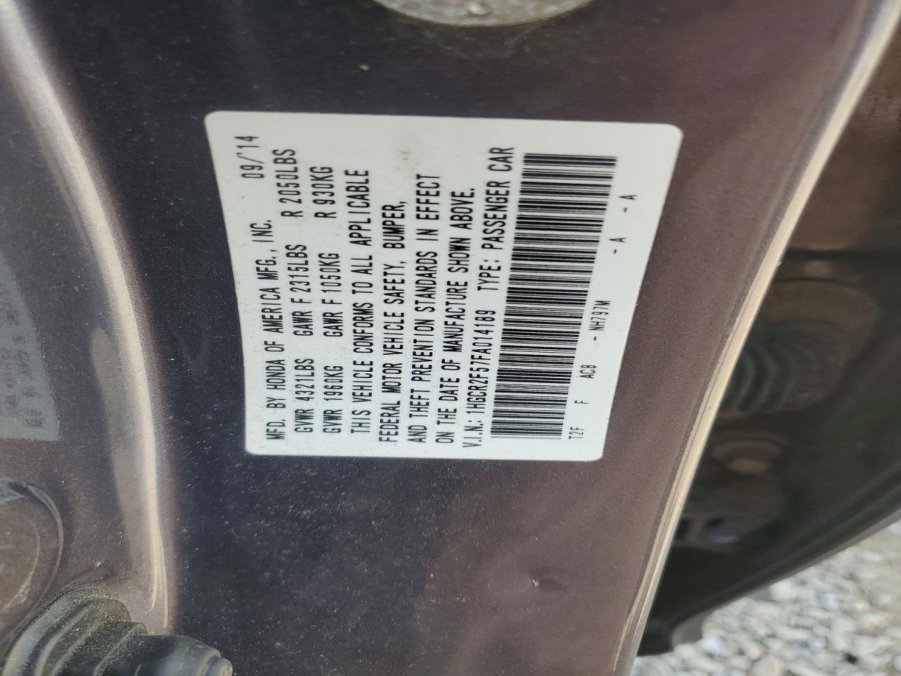 1HGCR2F57FA014189 · 2015 HONDA ACCORD · 12/12