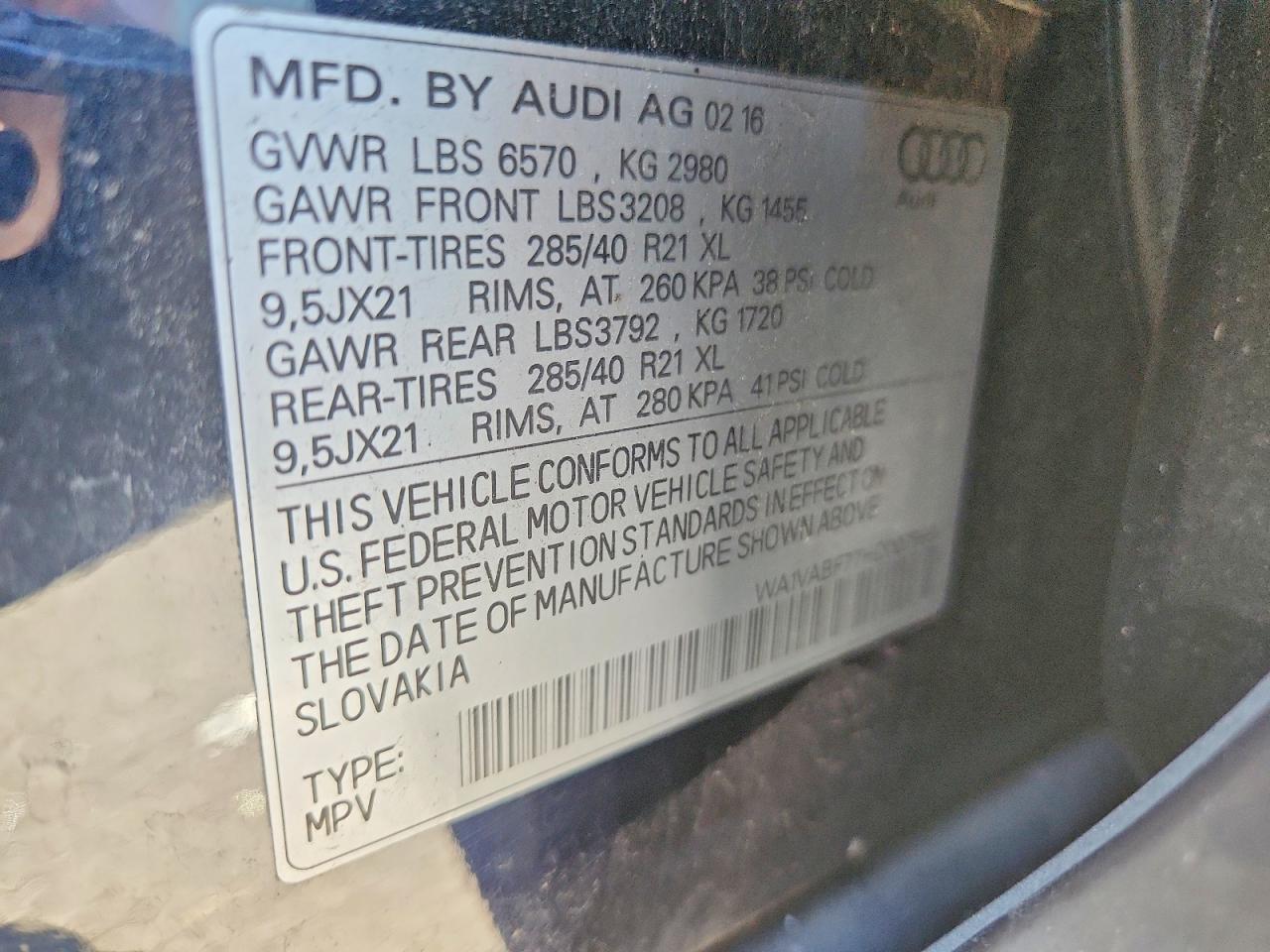 WA1VABF77HD007965 · 2017 AUDI Q7 · 12/12