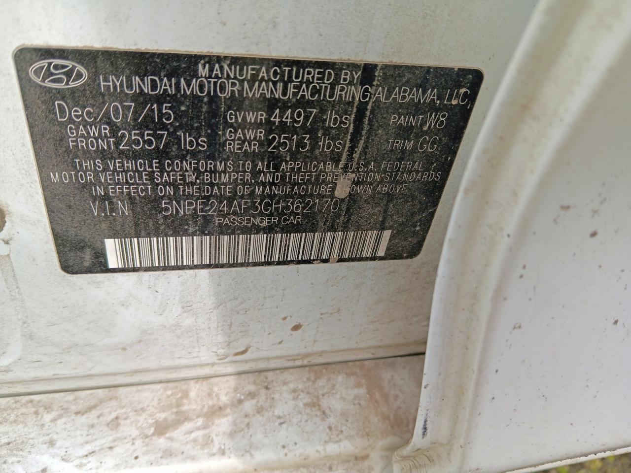 5NPE24AF3GH362170 · 2016 HYUNDAI SONATA · 12/12