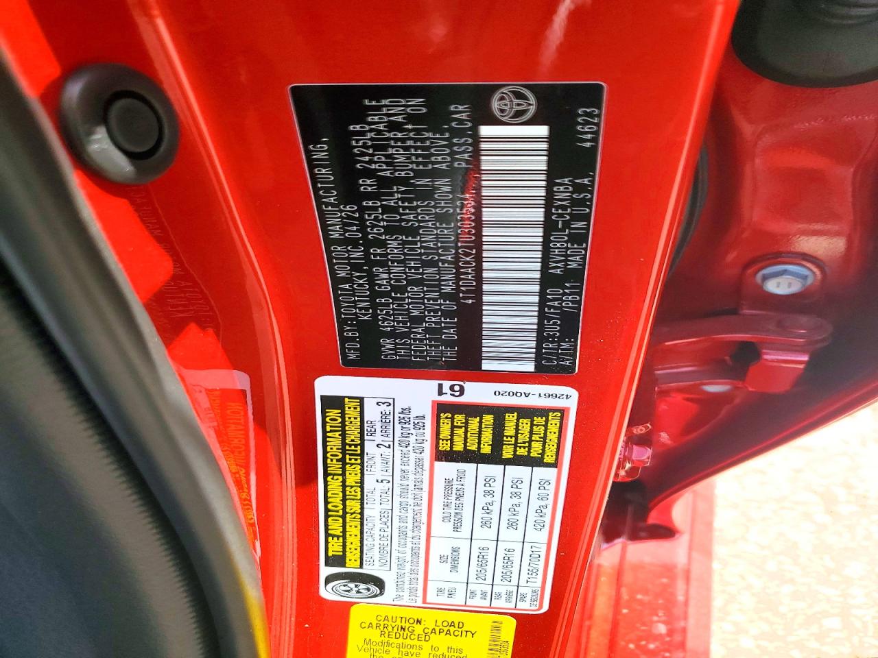 4T1DAACK2TU303534 · 2026 TOYOTA CAMRY · 12/12