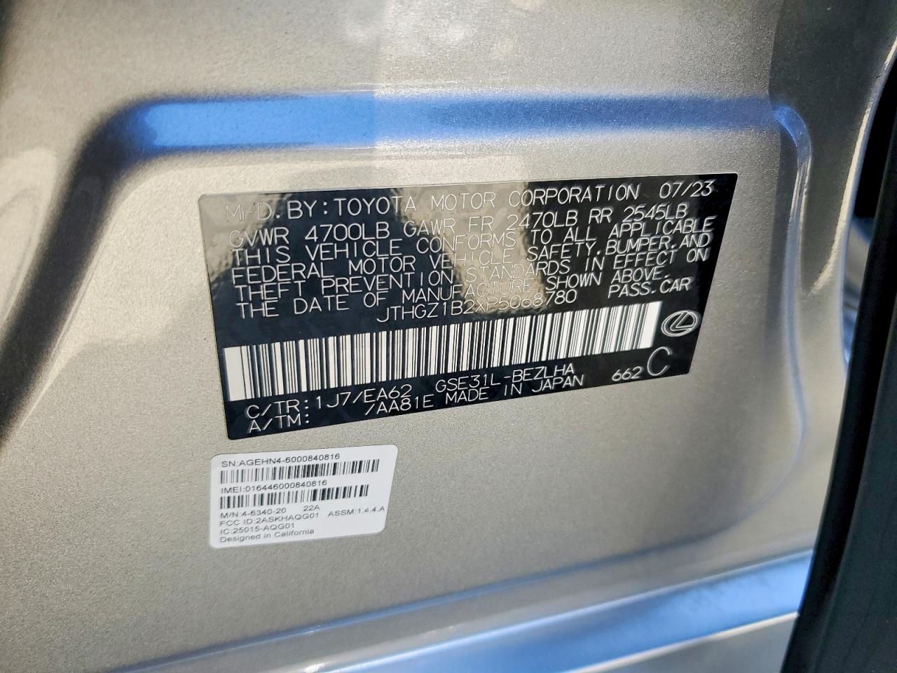 JTHGZ1B2XP5068780 · 2023 LEXUS IS 350 · 12/12