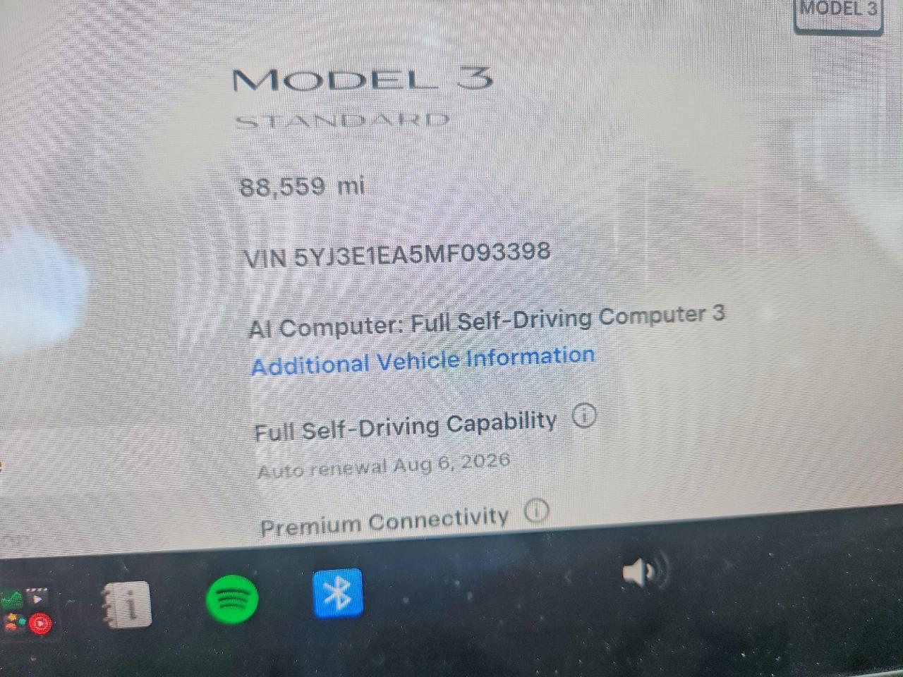 5YJ3E1EA5MF093398 · 2021 TESLA MODEL 3 · 9/12