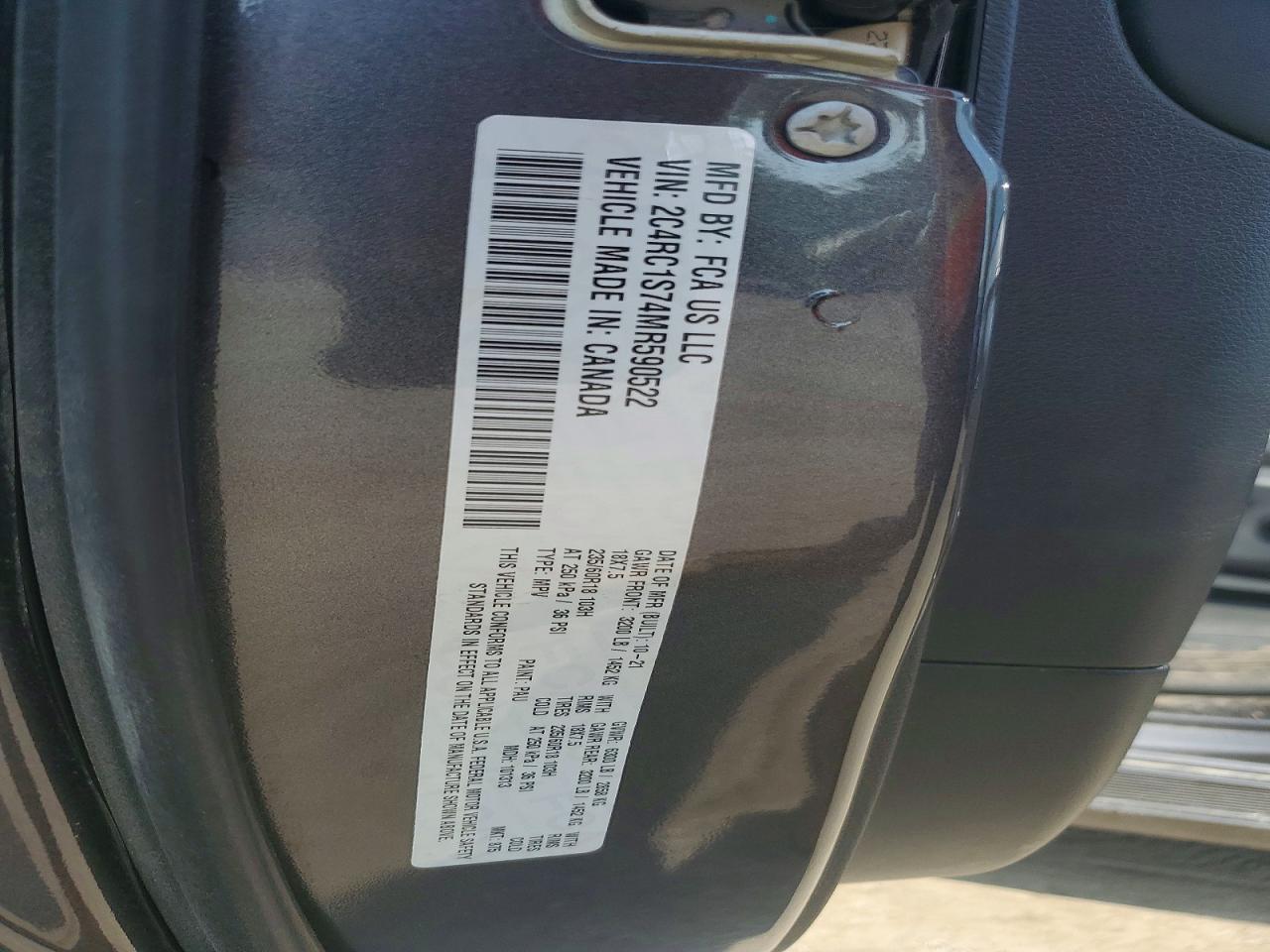 2C4RC1S74MR590522 · 2021 CHRYSLER PACIFICA · 12/12