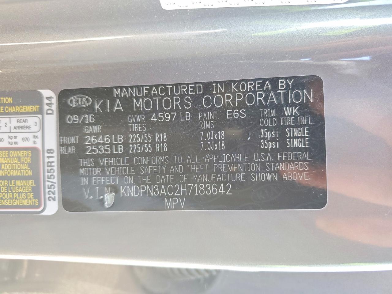 KNDPN3AC2H7183642 · 2017 KIA SPORTAGE · 12/12