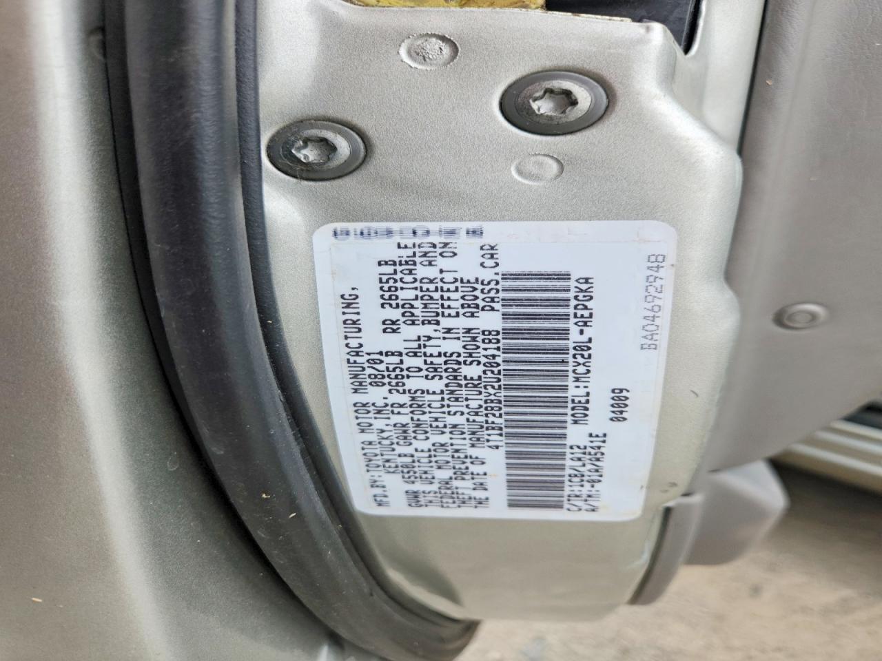 4T1BF28BX2U204188 · 2002 TOYOTA AVALON · 12/12
