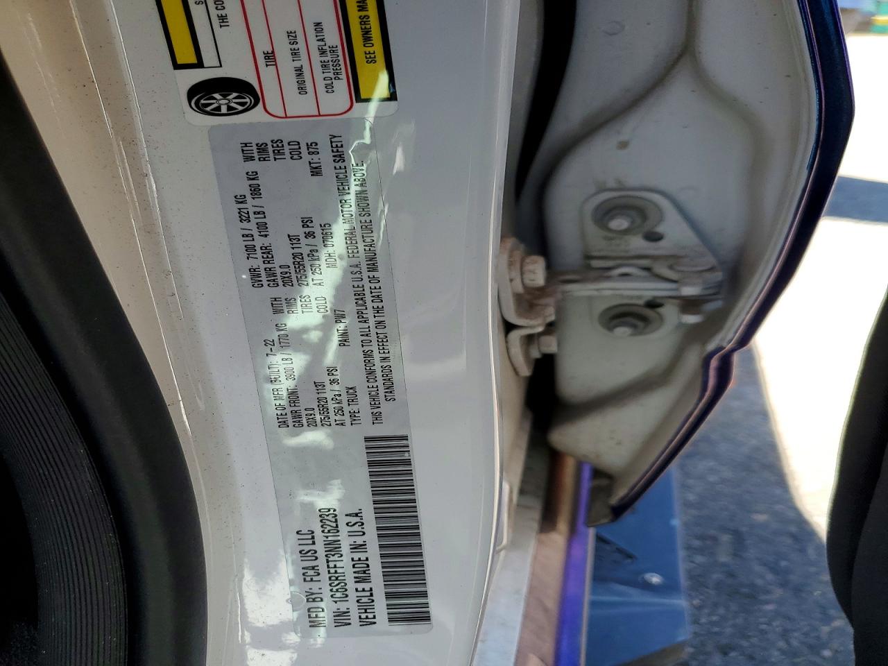 1C6SRFFT3NN162239 · 2022 RAM 1500 · 12/12