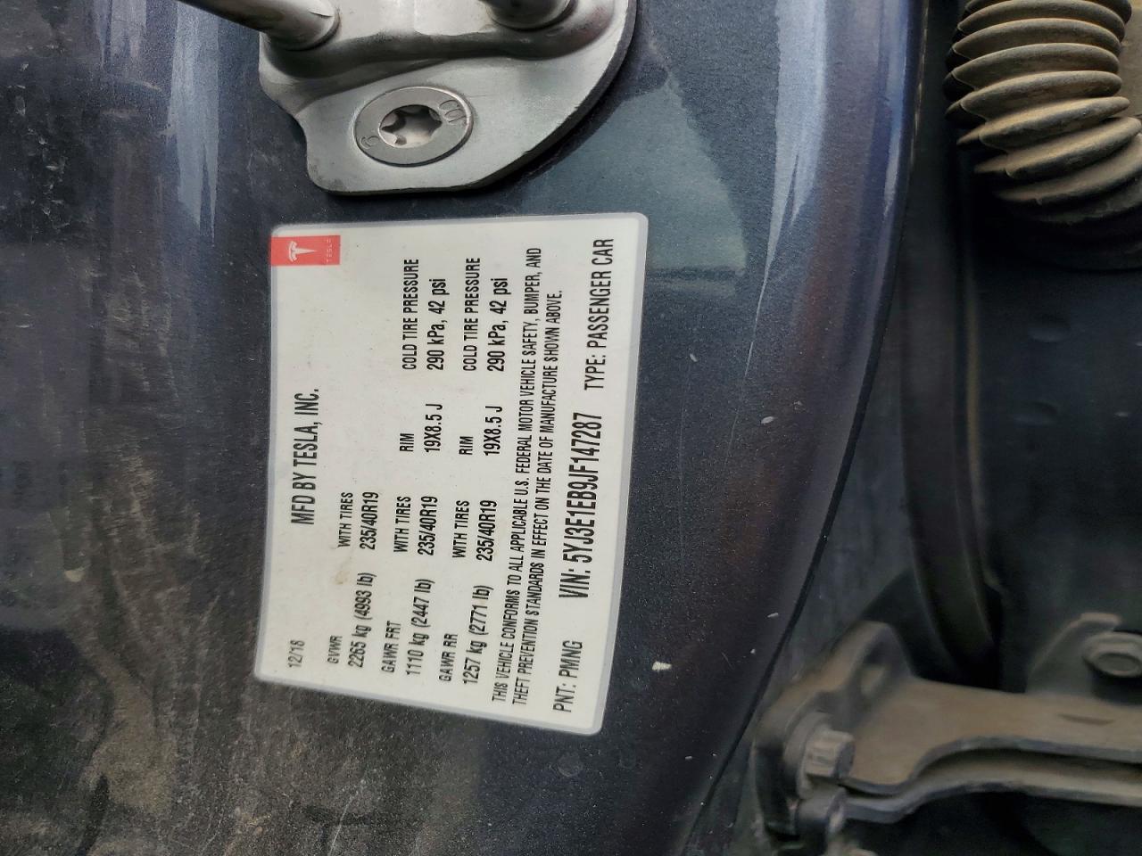 5YJ3E1EB9JF147287 · 2018 TESLA MODEL 3 · 12/12