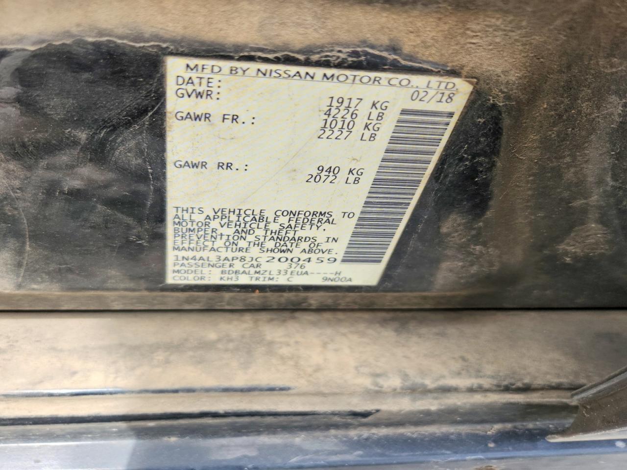 1N4AL3AP8JC200459 · 2018 NISSAN ALTIMA · 11/11