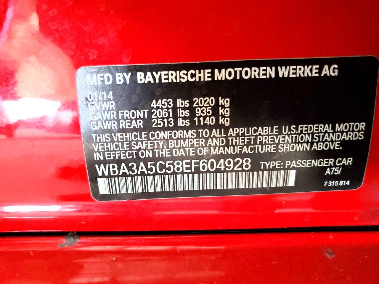 WBA3A5C58EF604928 · 2014 BMW 328 · 12/12
