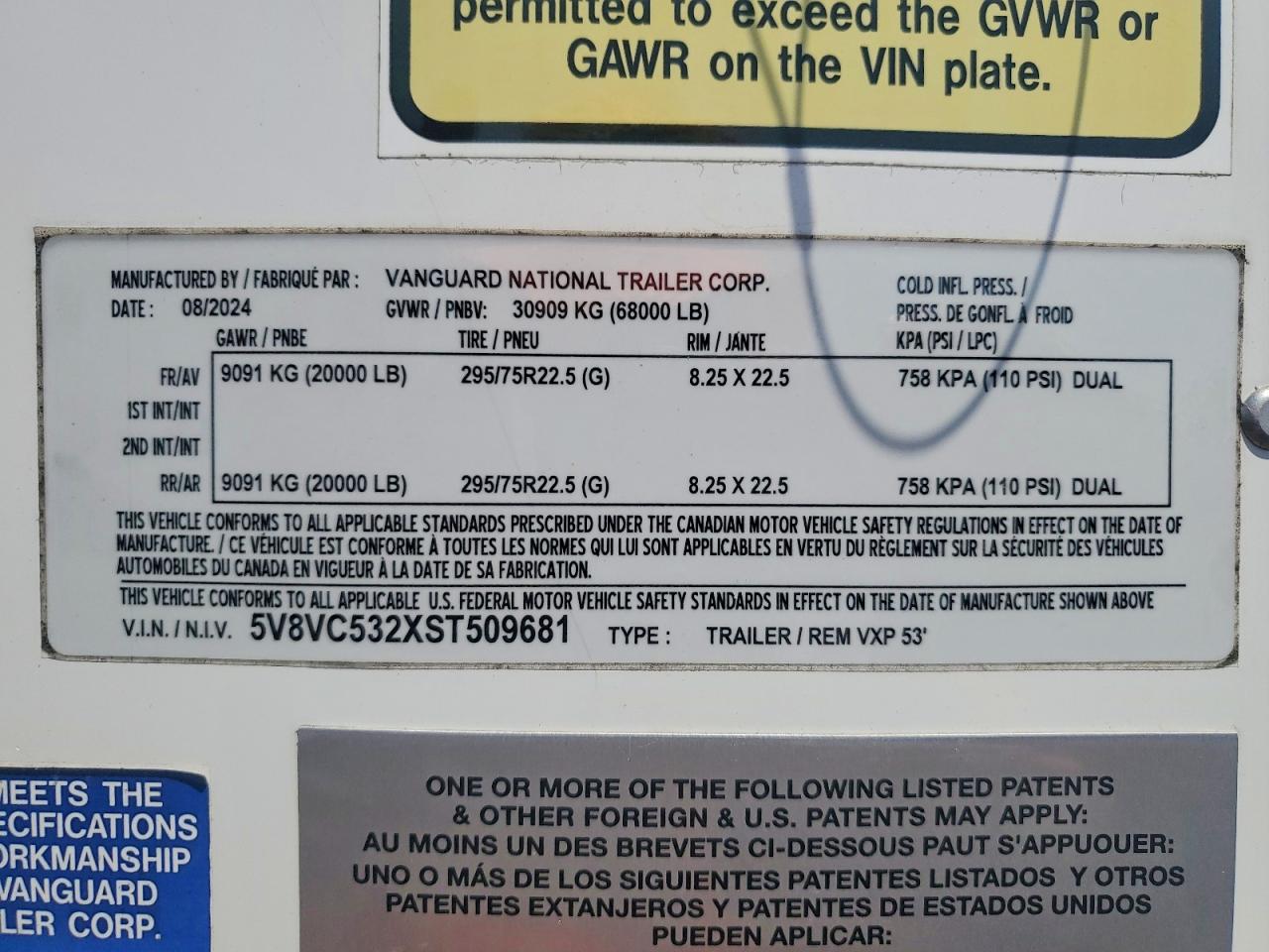 5V8VC532XST509681 · 2025 VANGUARD VXP 53 · 8/8