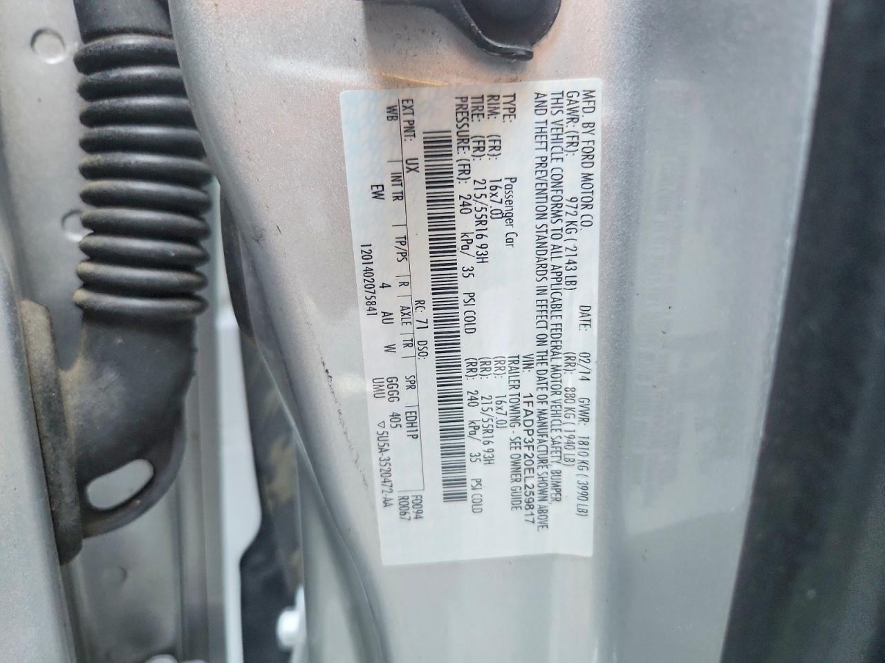 1FADP3F20EL259817 · 2014 FORD FOCUS · 12/12
