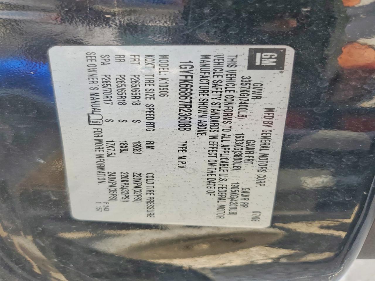 1GYFK66867R236088 · 2007 CADILLAC ESCALADE · 12/12