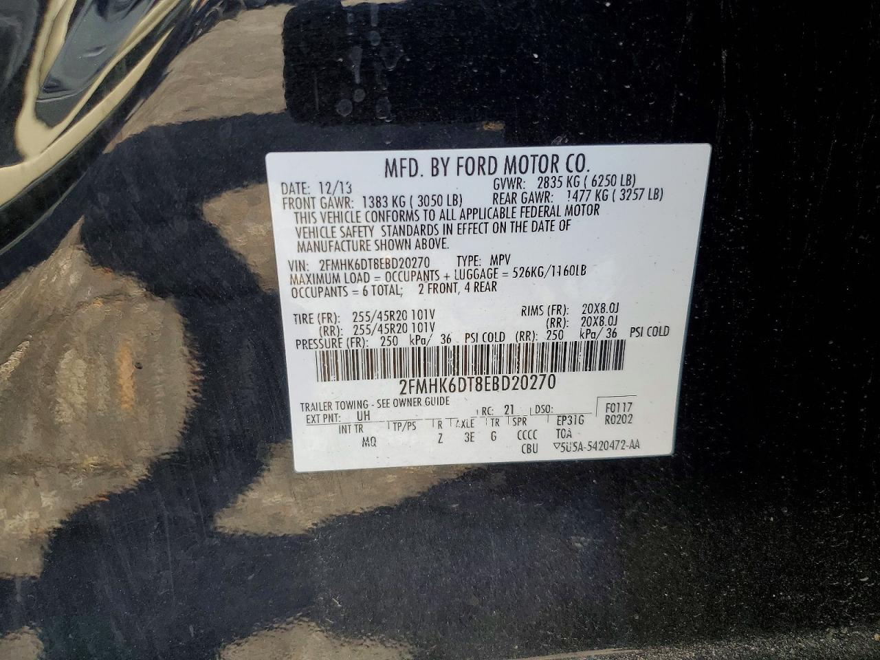 2FMHK6DT8EBD20270 · 2014 FORD FLEX · 12/12