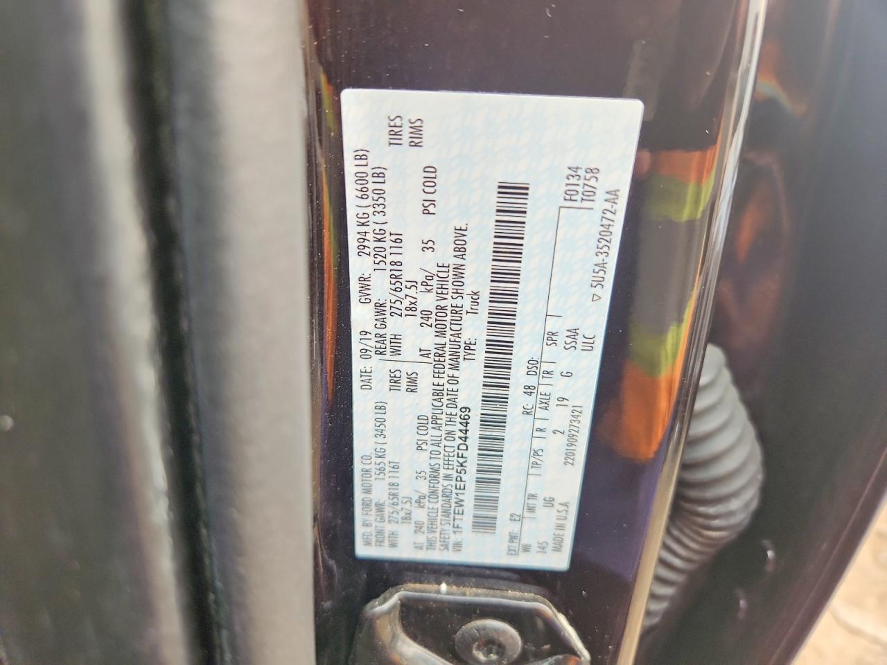 1FTEW1EP5KFD44469 · 2019 FORD F150 · 12/12