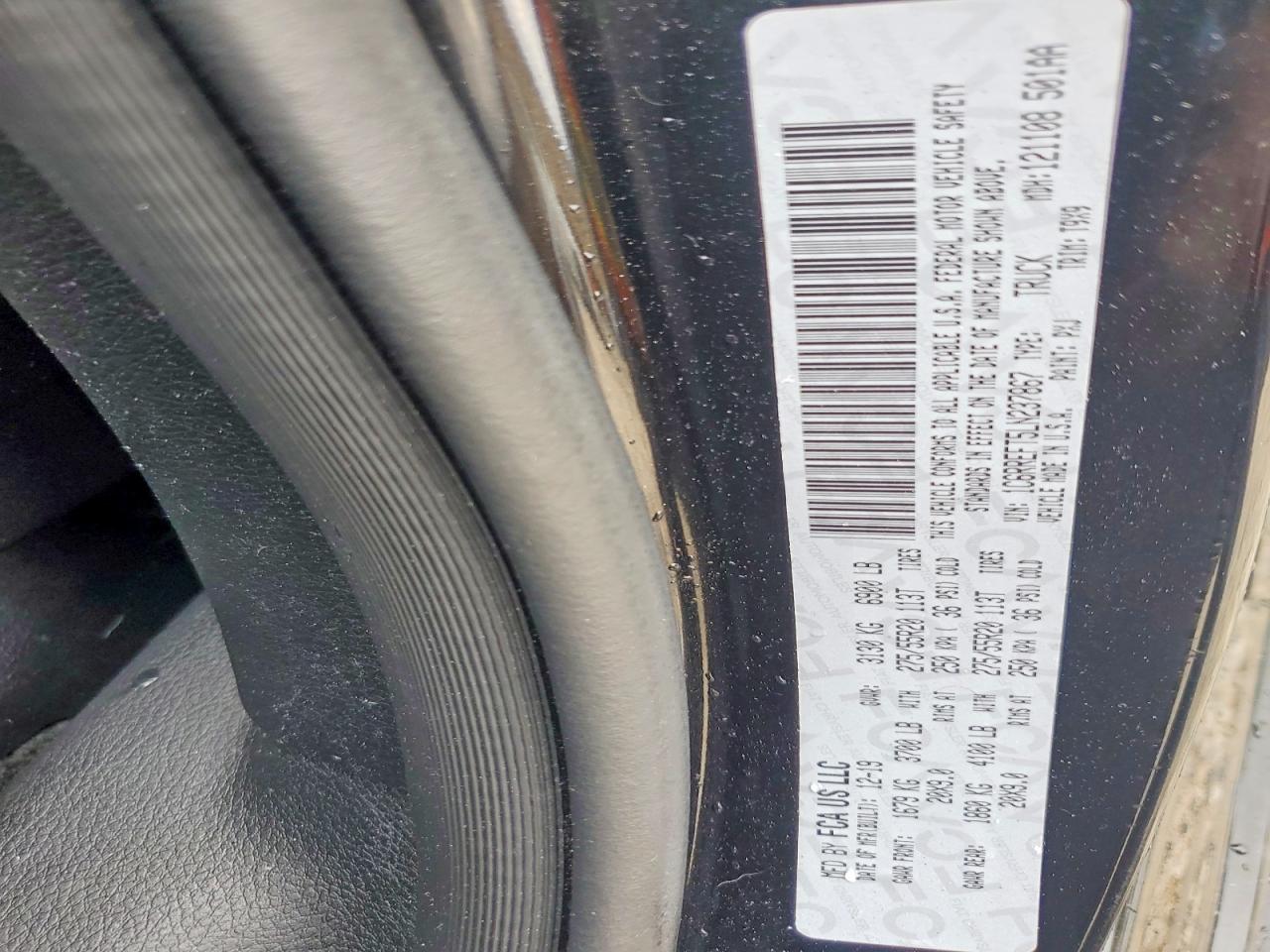 1C6RREFT5LN237867 · 2020 RAM 1500 · 12/12