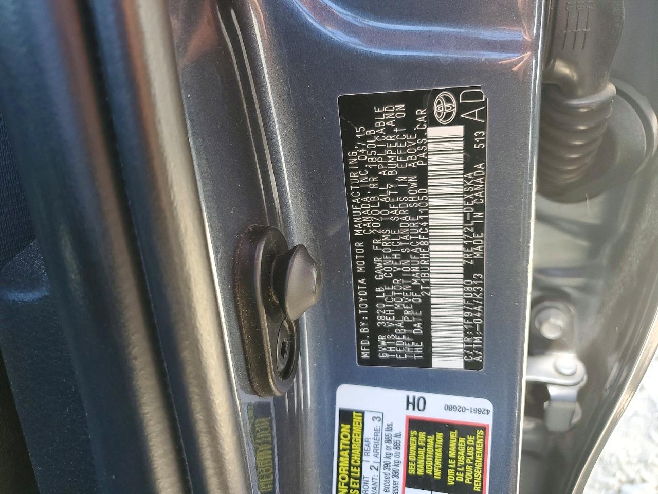 2T1BURHE8FC411050 · 2015 TOYOTA COROLLA · 12/12