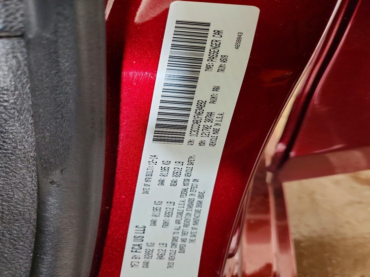 1C3CCCAB1FN634892 · 2015 CHRYSLER 200 · 12/12