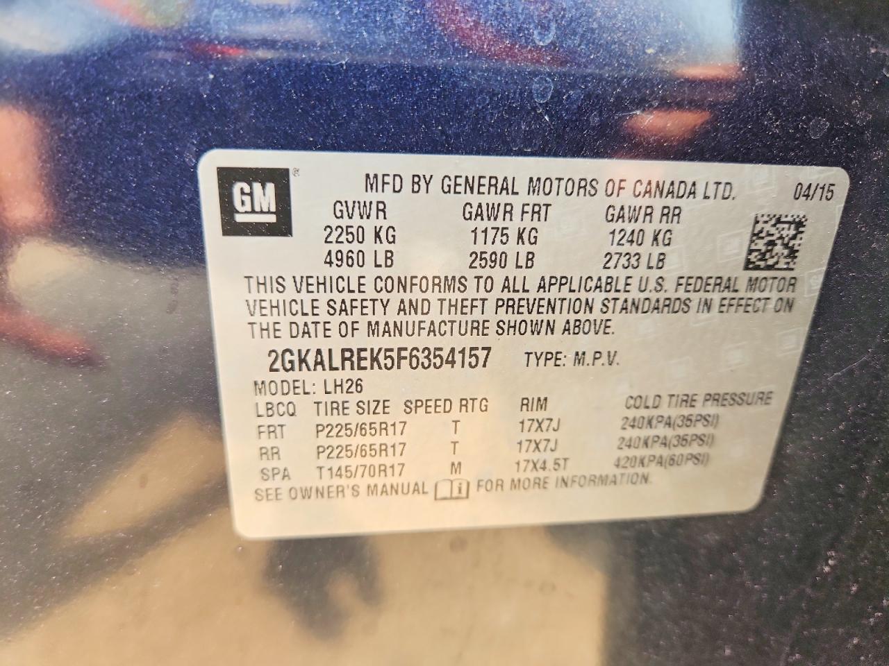 2GKALREK5F6354157 · 2015 GMC TERRAIN · 12/12