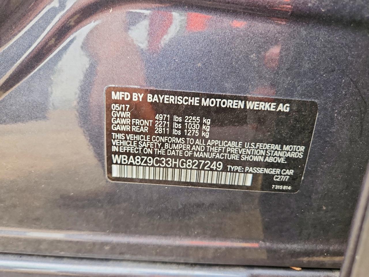 WBA8Z9C33HG827249 · 2017 BMW 330 · 12/12