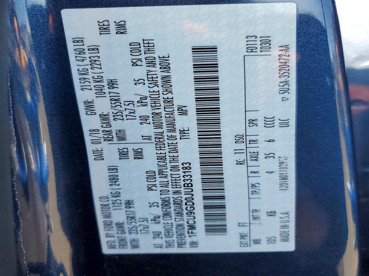 1FMCU9GD0JUB33183 · 2018 FORD ESCAPE · 12/12