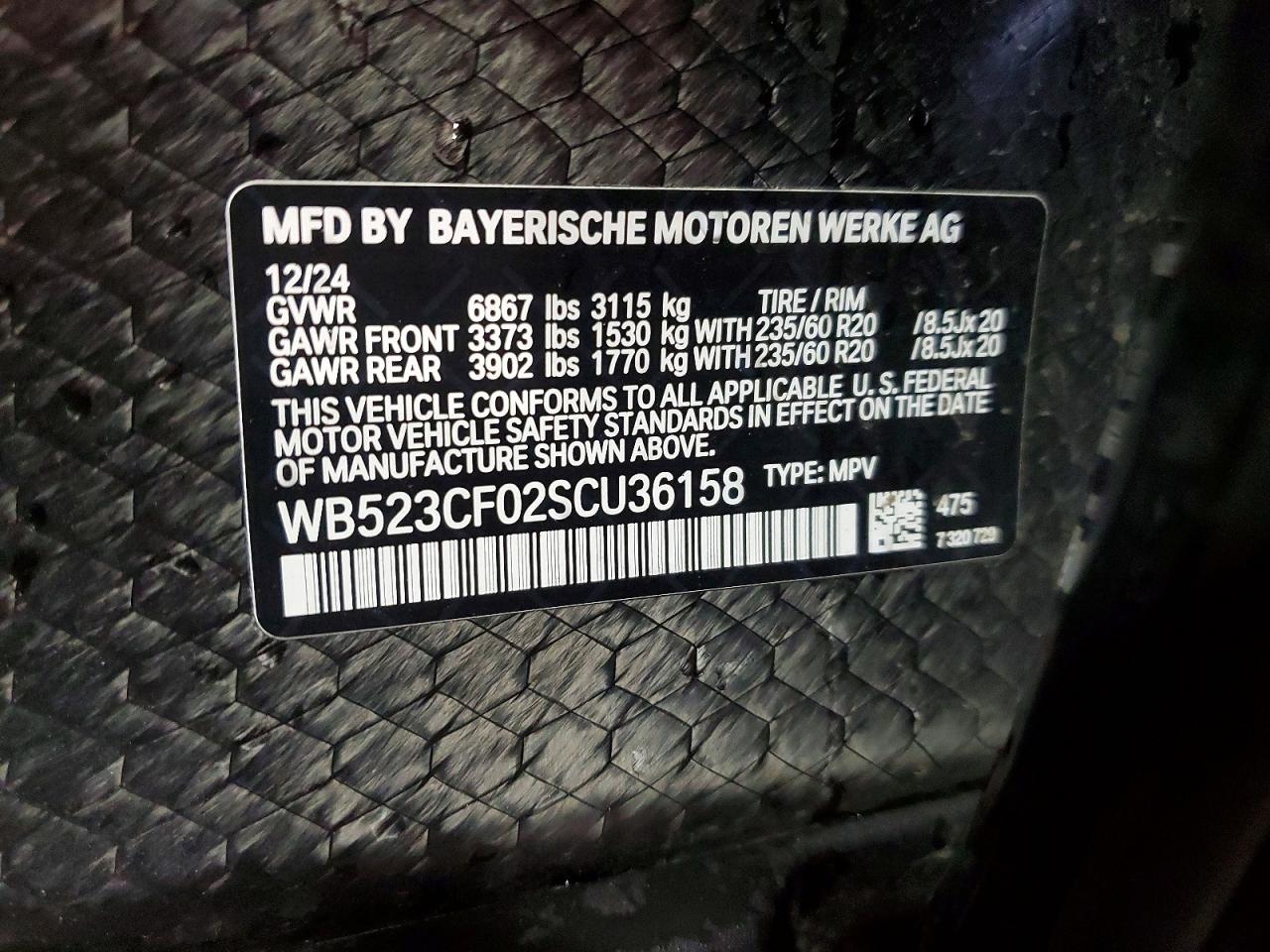 WB523CF02SCU36158 · 2025 BMW IX · 12/12