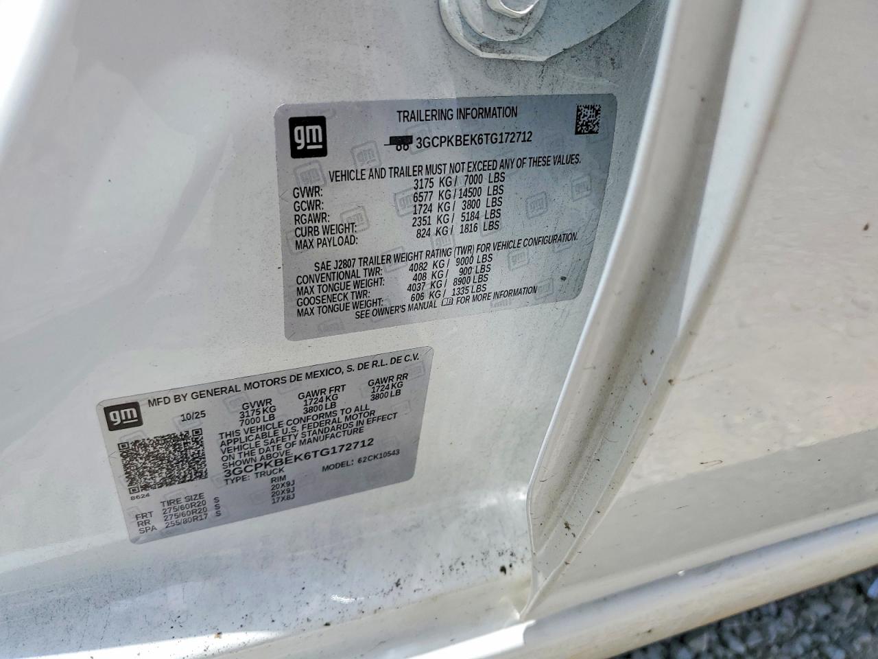 3GCPKBEK6TG172712 · 2026 CHEVROLET SILVERADO · 12/12