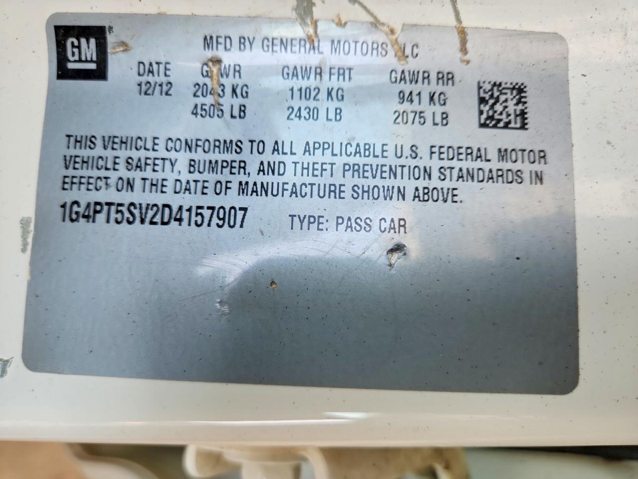 1G4PT5SV2D4157907 · 2013 BUICK VERANO · 12/12