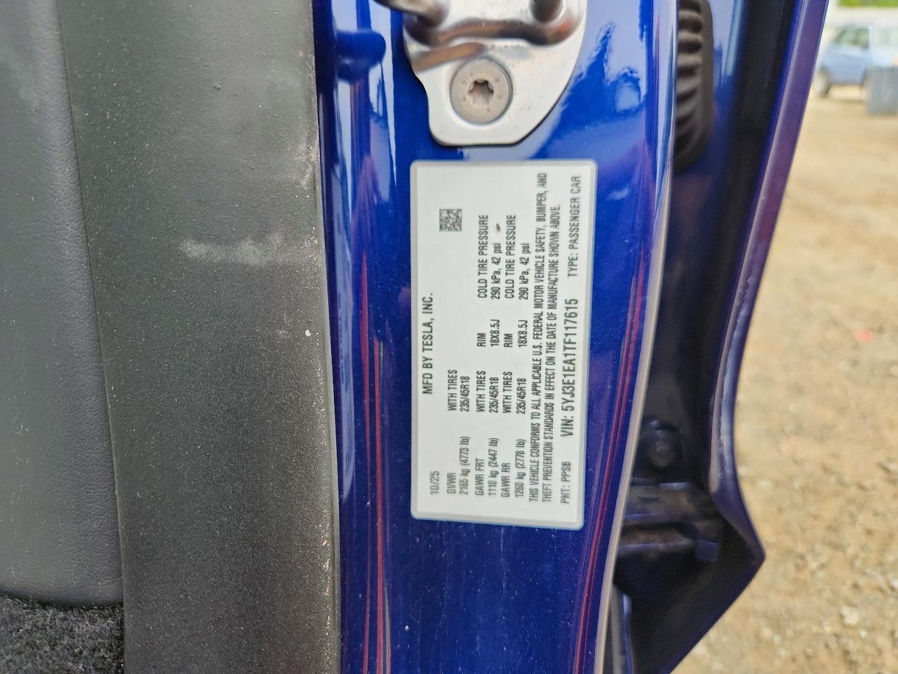 5YJ3E1EA1TF117615 · 2026 TESLA MODEL 3 · 12/12