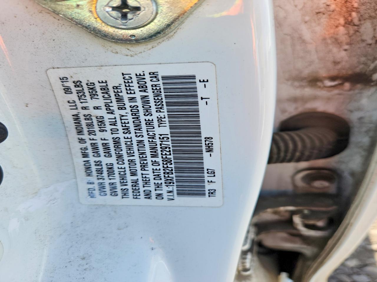 19XFB2F58FE297151 · 2015 HONDA CIVIC · 12/12