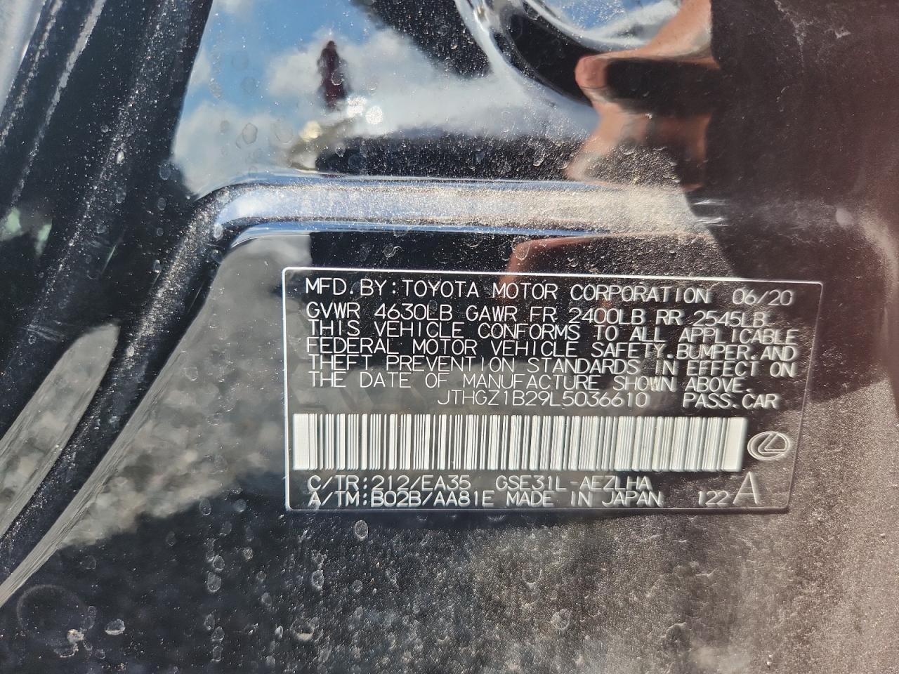 JTHGZ1B29L5036610 · 2020 LEXUS IS · 12/12