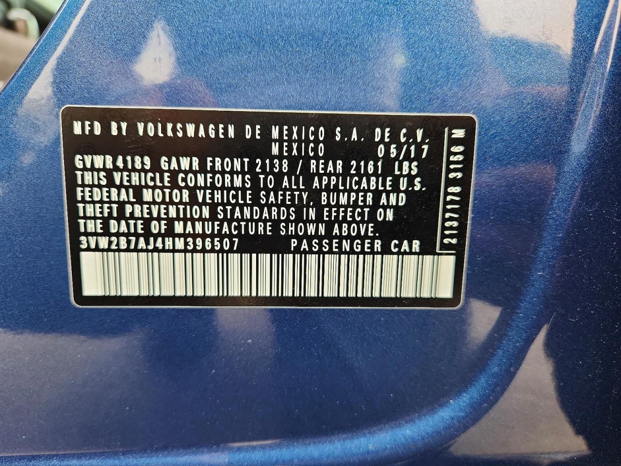 3VW2B7AJ4HM396507 · 2017 VOLKSWAGEN JETTA · 12/12