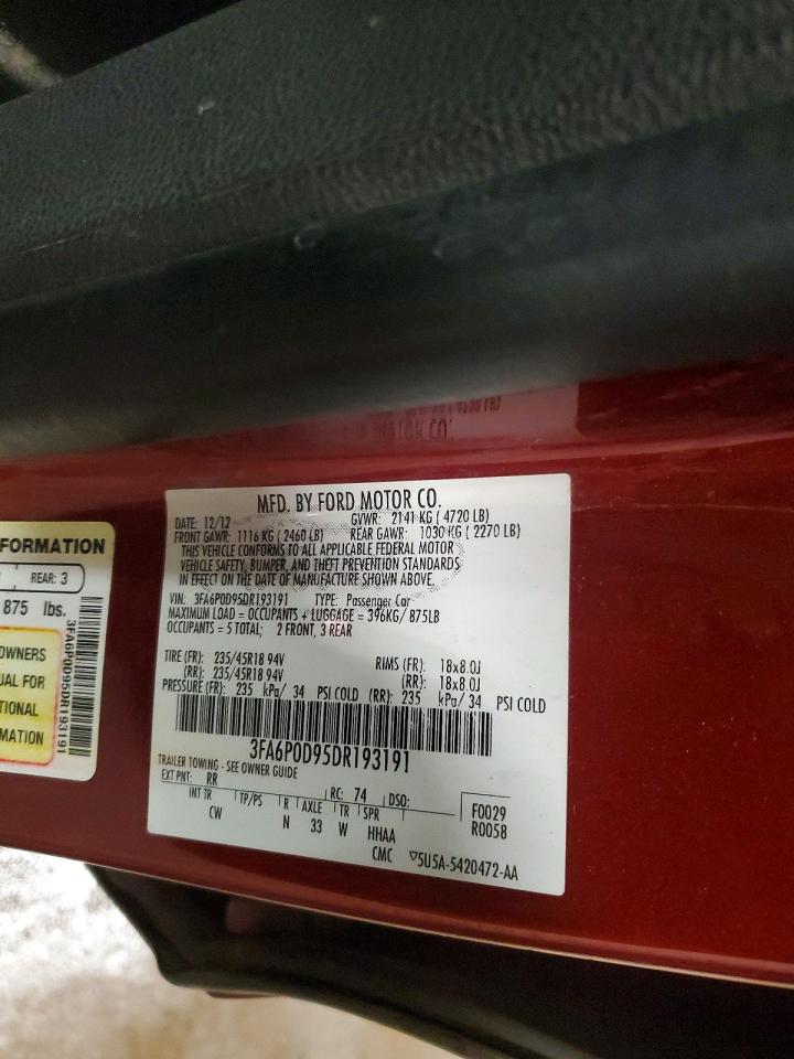 3FA6P0D95DR193191 · 2013 FORD FUSION · 12/12