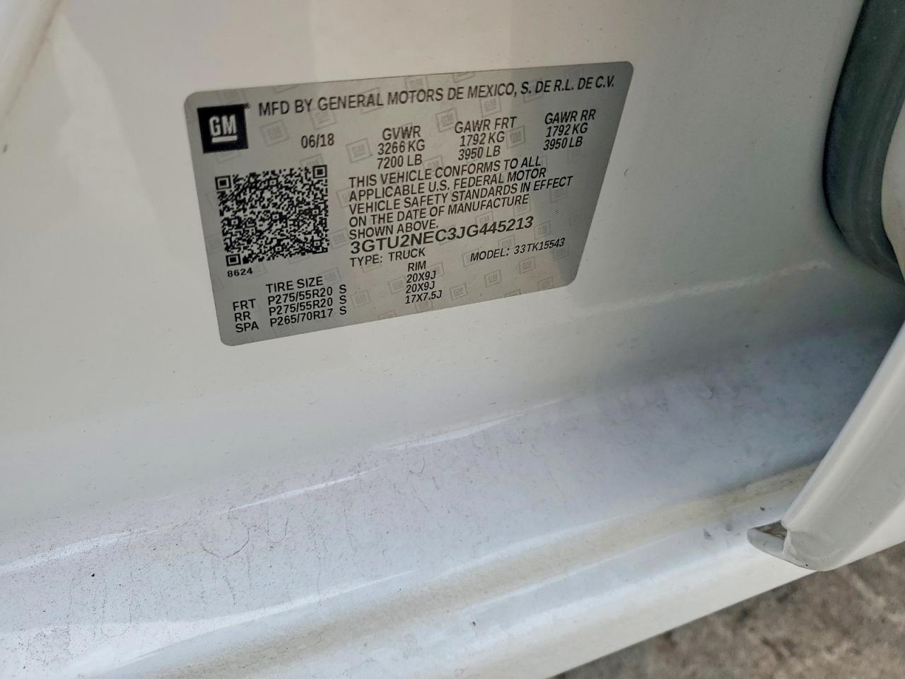 3GTU2NEC3JG445213 · 2018 GMC SIERRA · 12/12