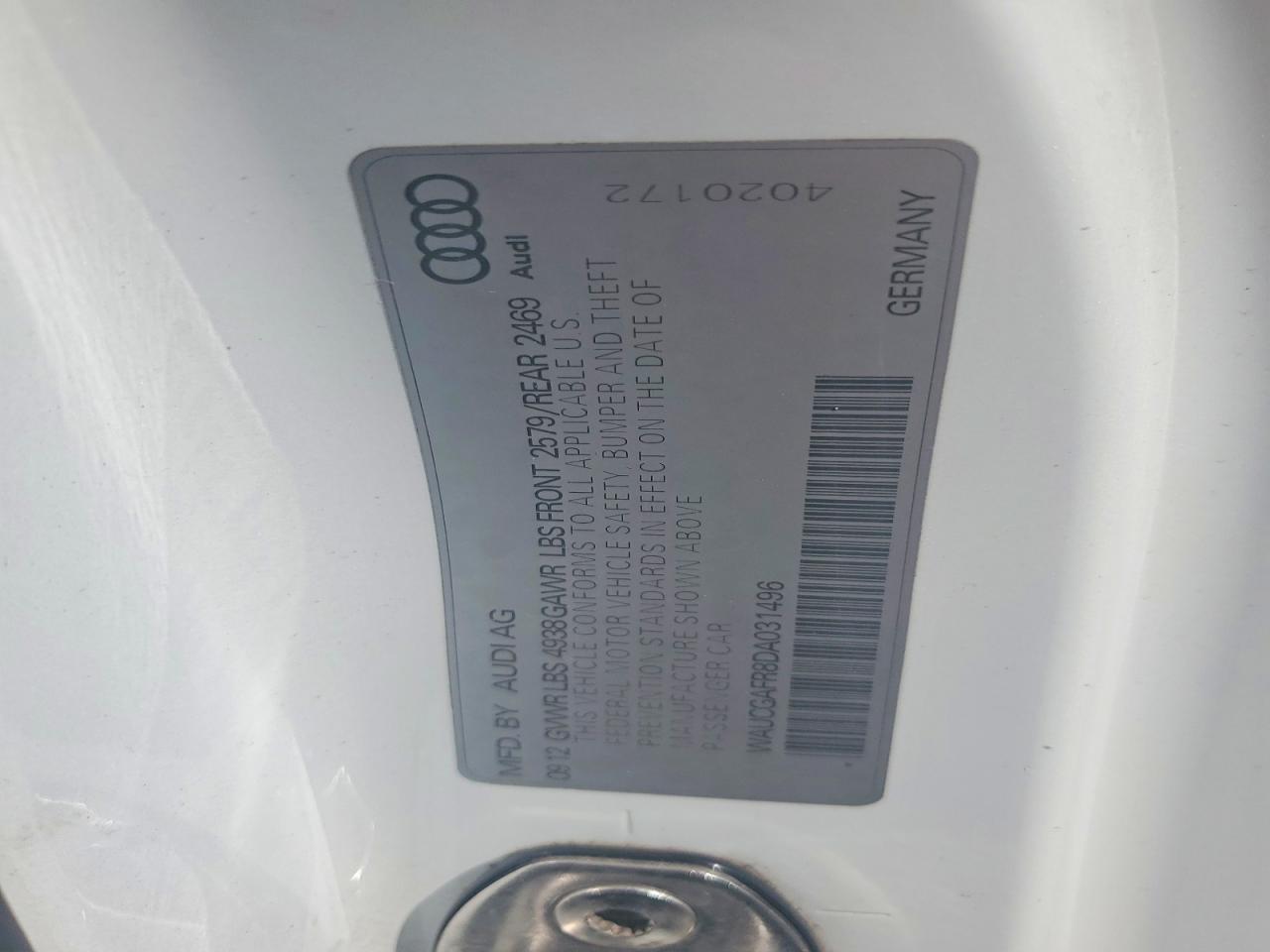 WAUCGAFR8DA031496 · 2013 AUDI S5 · 12/12