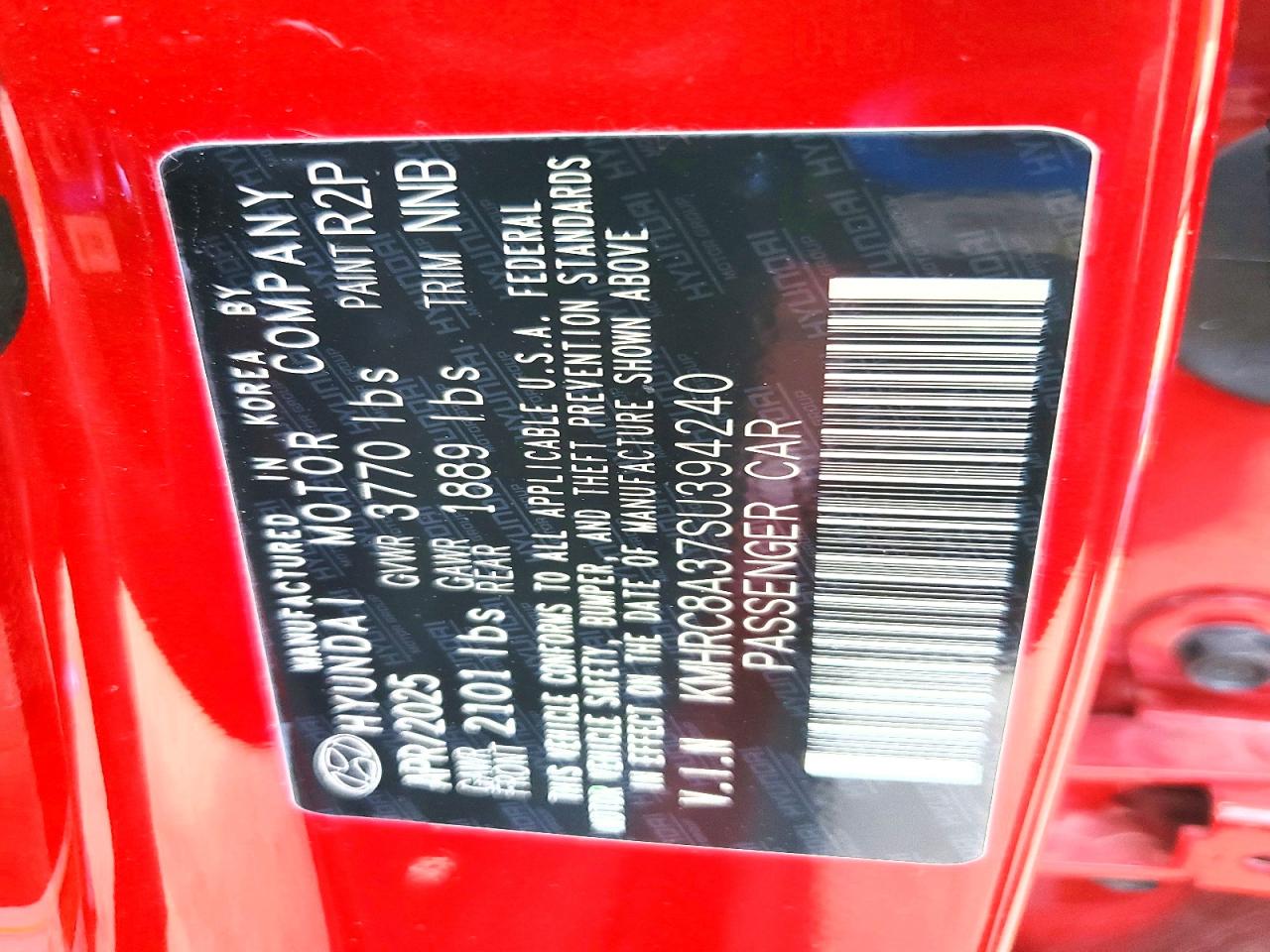 KMHRC8A37SU394240 · 2025 HYUNDAI VENUE · 12/12
