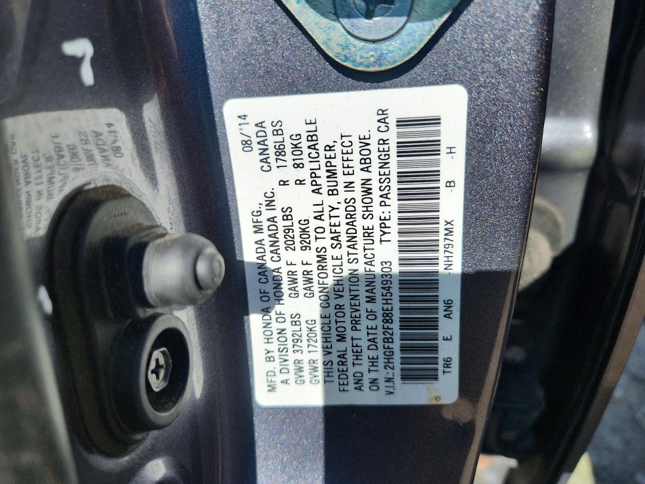 2HGFB2F88EH549303 · 2014 HONDA CIVIC · 12/12