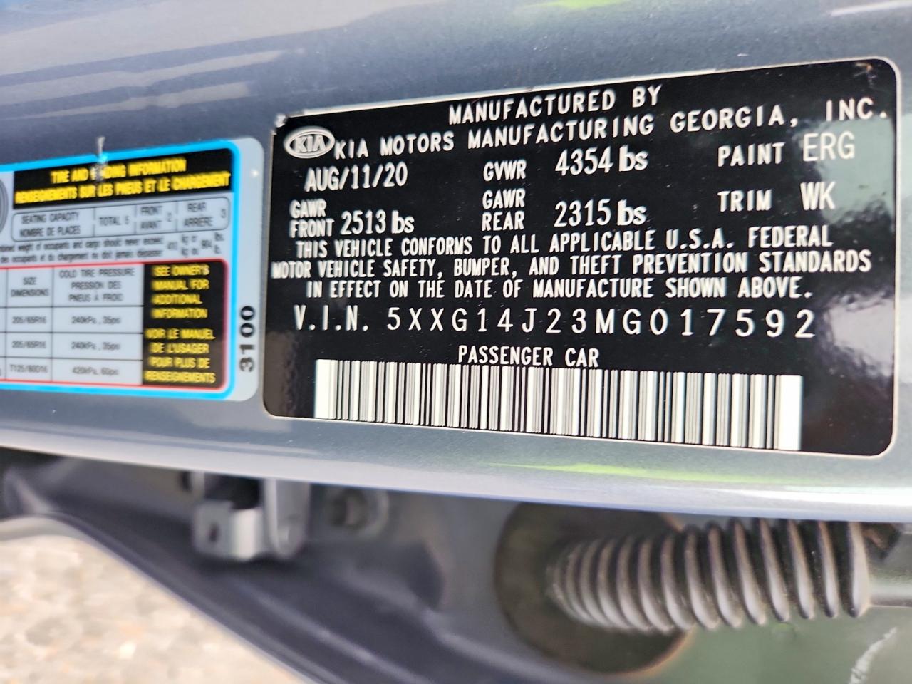 5XXG14J23MG017592 · 2021 KIA K5 · 12/12
