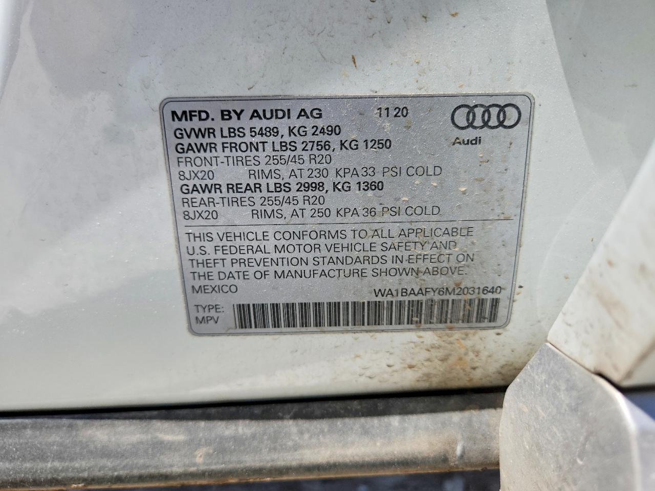 WA1BAAFY6M2031640 · 2021 AUDI Q5 · 12/12