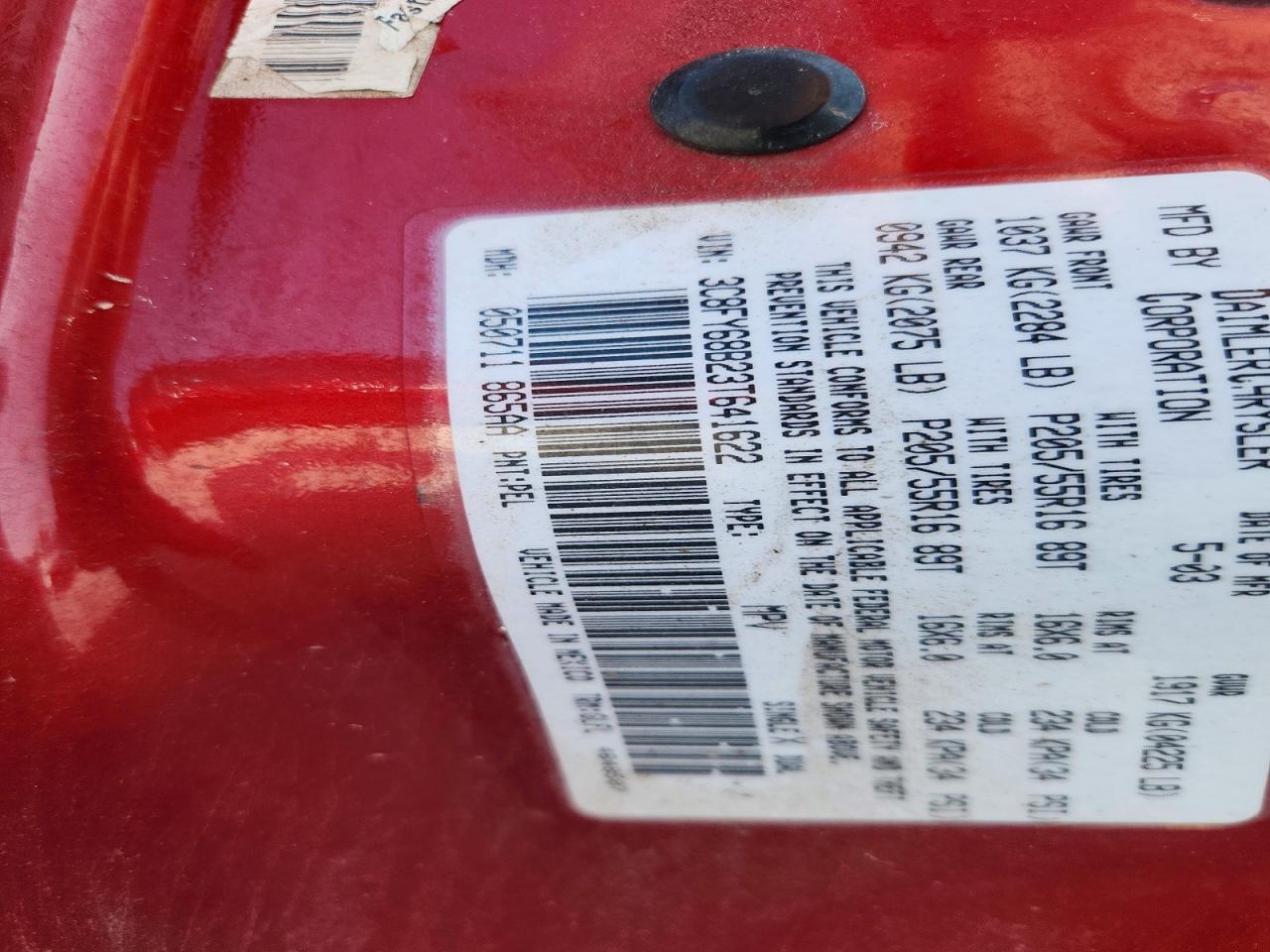 3C8FY68B23T641622 · 2003 CHRYSLER PT CRUISER · 12/12