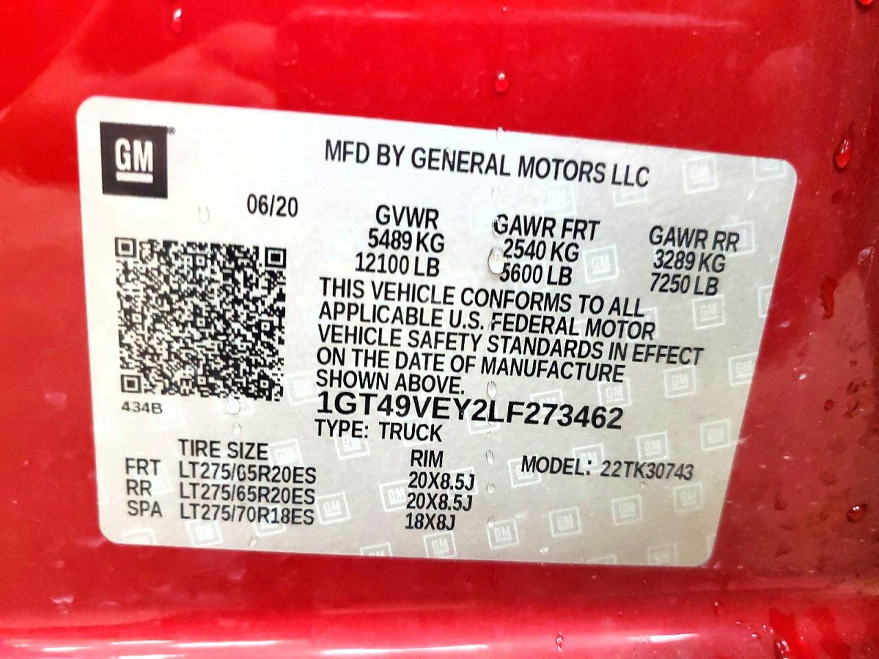 1GT49VEY2LF273462 · 2020 GMC SIERRA · 12/12