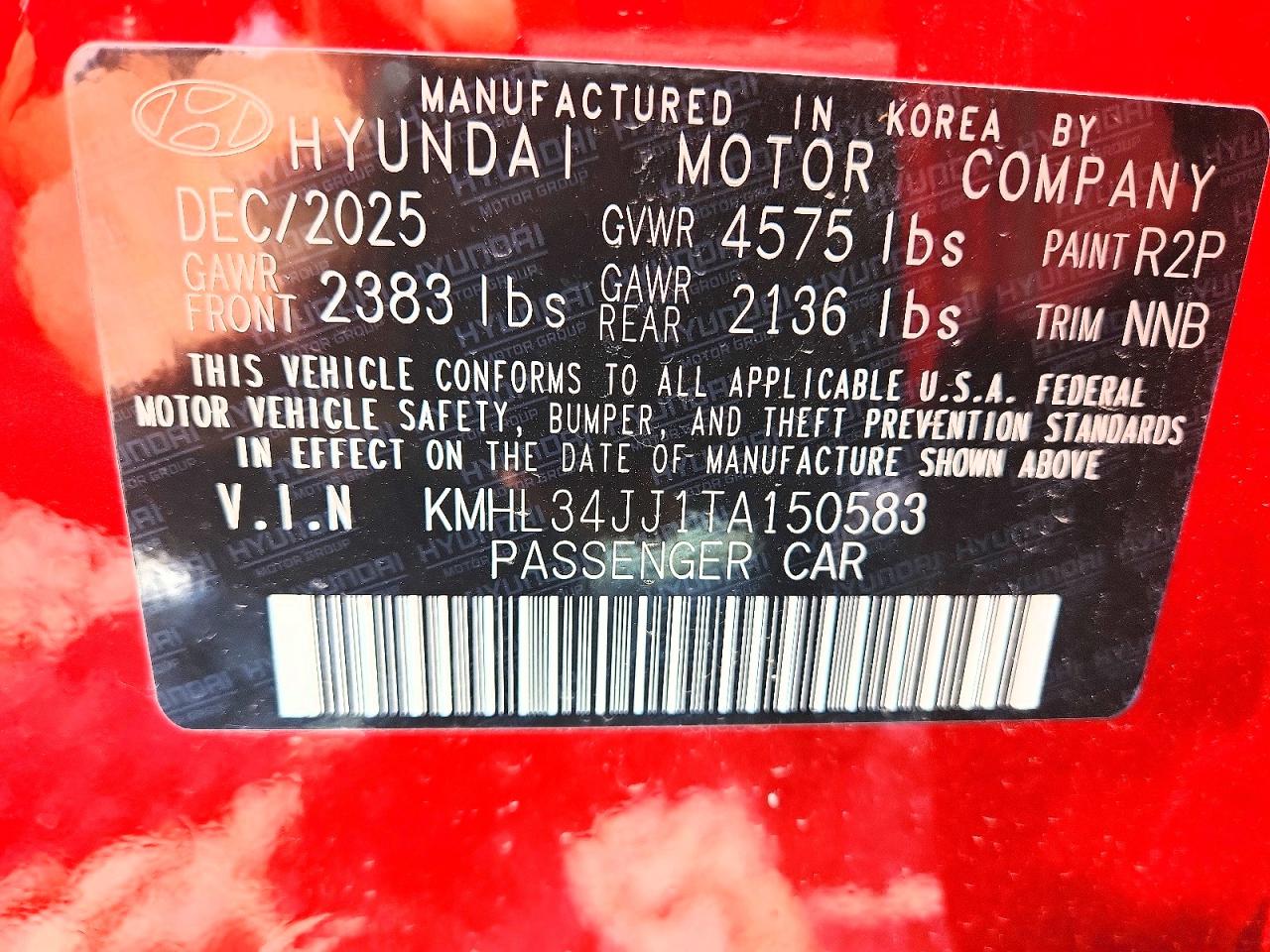 KMHL34JJ1TA150583 · 2026 HYUNDAI SONATA HYBRID · 12/12
