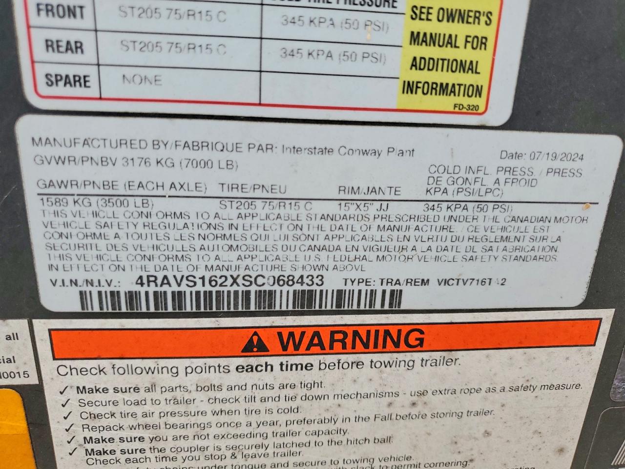 4RAVS162XSC068433 · 2025 INTERSTATE UNKNOWN · 8/8