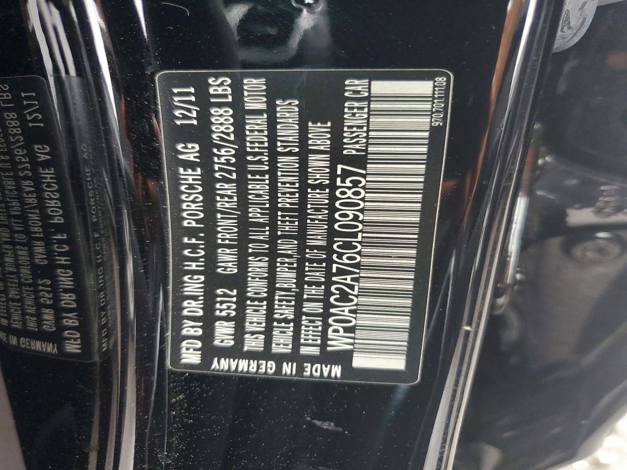 WP0AC2A76CL090857 · 2012 PORSCHE PANAMERA · 12/12