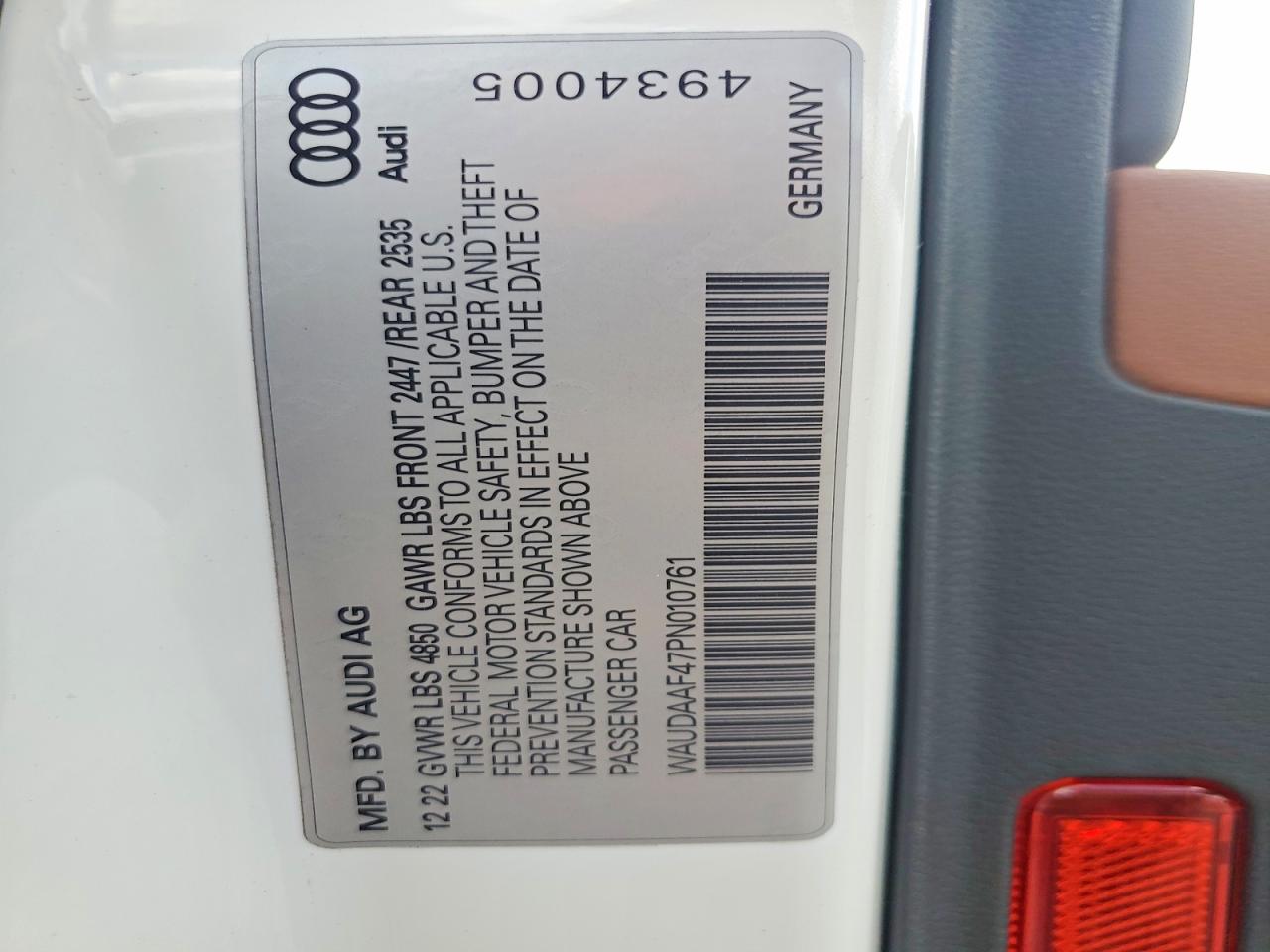 WAUDAAF47PN010761 · 2023 AUDI A4 · 12/12