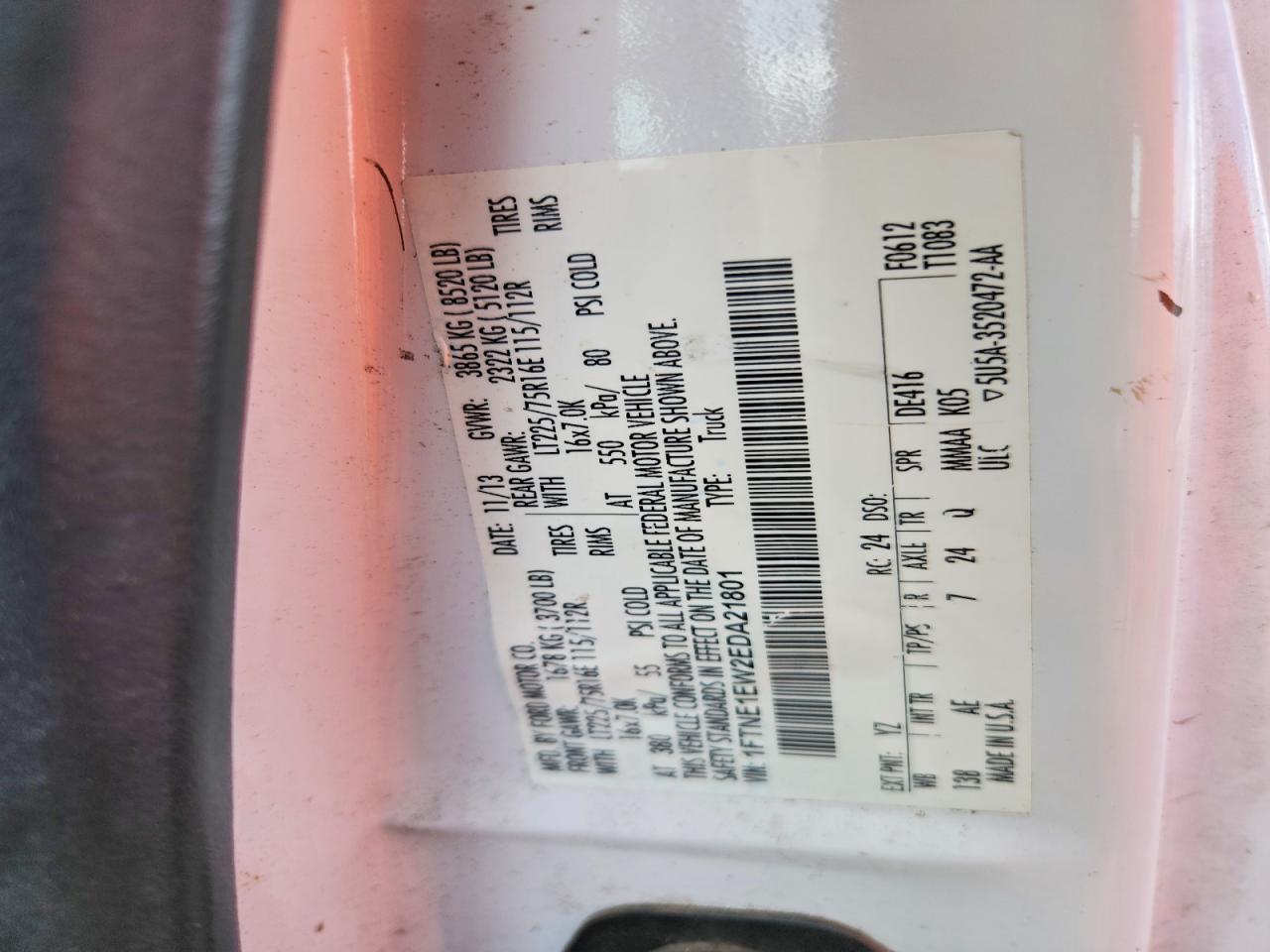 1FTNE1EW2EDA21801 · 2014 FORD ECONOLINE · 12/12