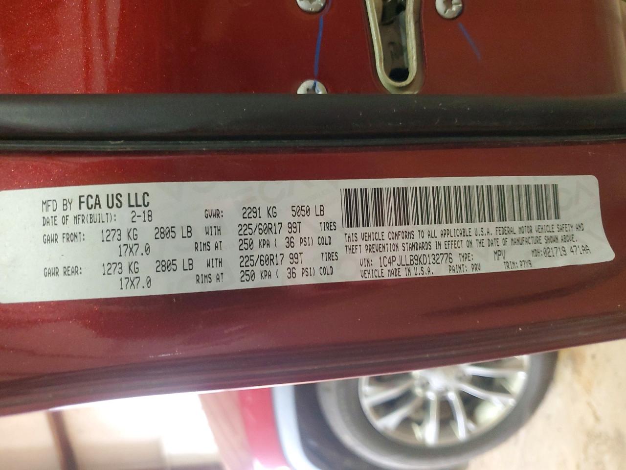 1C4PJLLB9KD132776 · 2019 JEEP CHEROKEE · 12/12