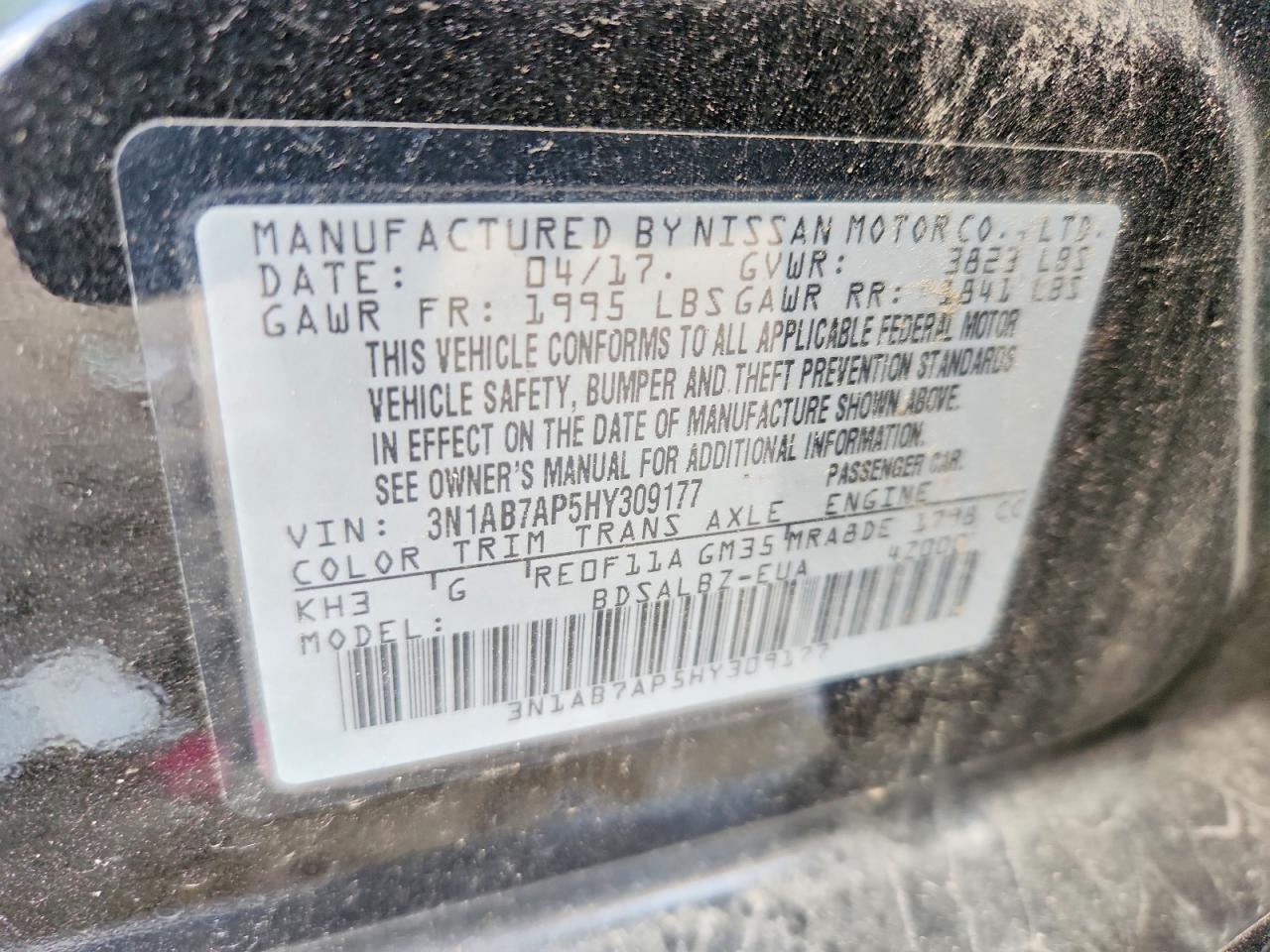 3N1AB7AP5HY309177 · 2017 NISSAN SENTRA · 12/12
